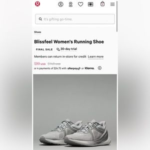 Lululemon Blissfeel Women's Running Shoe Silver Drop/Alpine White size 9